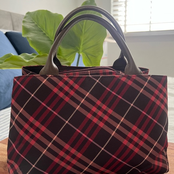 Burberry blue label nova check red and brown mini tote - Picture 1 of 12